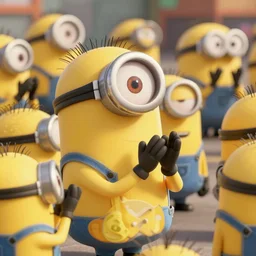 Applauding Minions clapping their hands in standing ovation. Hyperrealistic render, highly detailed, 4k, artstation.