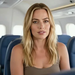 a photo of margot robbie sitting on a flying plane, hyper realistic face, beautiful eyes, cinematic, long shot, hyper detailed, 8 5 mm photograph, 8 k resolution, film still, sharp lens, wide lens