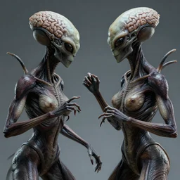 aliens brainsuckers fight with kali goddess, perfect faces, fine details, studio lighting, subtle shadows, art by katsuya terada, photorealism, hyper realism, octane render, hyper detailed, canon eos r 3, f / 1. 4, iso 2 0 0, 1 / 1 6 0 s, medium shot, 8 k, raw, unedited, in - frame,