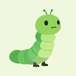 flat 2 d, green humanoid caterpillar character, head torso legs feet, lorax movie, artstation