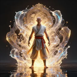 avatar aang in alaska, backlit, water reflection, warm tones, bioluminescent bioluminescent translucent translucent : : by michal karcz, daniel merriam, victo ngai and guillermo del toro : : ornate, dynamic, particulate, intricate, elegant, highly detailed, centered, artstation, smooth, sharp focus, octane render, 3 d