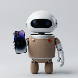 Andy the Android holding an iPhone