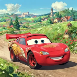 disney cars landscape, beautiful, anime, studio ghibli, 8 k, intricate, vibrant