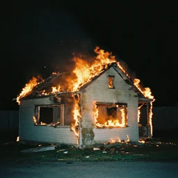 house burning down aesthetic, at night, sharp, shot on 3 5 mm film camera, smooth sharp forcus, tumblr aesthetic,