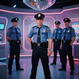 color film still, cyberpunk police at the disco ; studio 5 4 ( 1 9 9 8 )