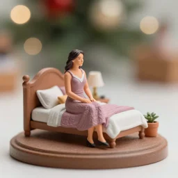 a diorama of woman in the bedroom, bokeh, resin 8 0 mm detailed miniature figure photo, 4 k