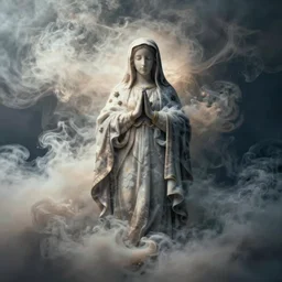 thick smoke in the shape of virgin mary