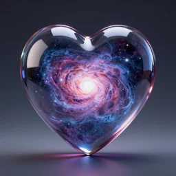 the universe contained in a heart shaped glass hyperrealism 8 k ultra high definition