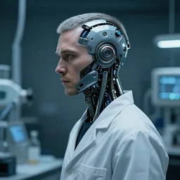a laboratory operator man with cybernetic enhancements, scifi character portrait by greg rutkowski, craig mullins, cinematic lighting, dystopian scifi gear, profile picture, ghost in the shell