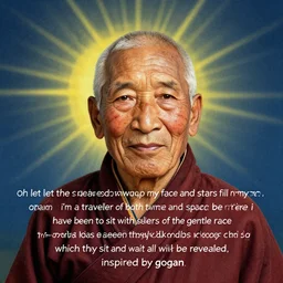 oh, let the sun beat down upon my face and stars fill my dream i'm a traveler of both time and space to be where i have been to sit with elders of the gentle race this world has seldom seen they talk of days for which they sit and wait all will be revealed, inspired by gogan