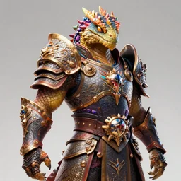 A fierce anthropomorphic lizard warrior draped in majestic epic armor, DnD character art portrait, DeviantArt, Artstation, Character design, intricate artwork by Tooth Wu and greg rutkowski and artgerm, cinematic, hyper realism, high detail, octane render, unreal engine, 8k, Vibrant colors, Smooth gradients, High contrast, depth of field, aperture f2.8