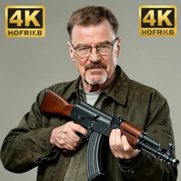 Professional Photography Of Walter White With An AK-47 ,4K, Photorealistic, Extremely Detailed