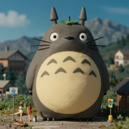 beautiful hyperrealism three point perspective film still of mountain lodge scene  in Totoro meets lloyd wright(1988) extreme closeup portrait in style of 1990s frontiers in translucent porclein miniature street photography seinen manga fashion edition, miniature porcelain model, focus on face, eye contact, tilt shift style scene background, soft lighting, Kodak Portra 400, cinematic style, telephoto