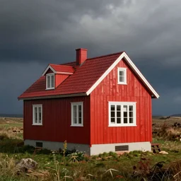 a ( ( ( red ) ) ) house
