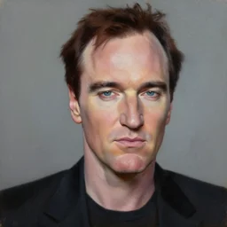 an artistic portrait of quentin tarantino, oil painting