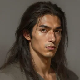 beautiful, strong, mixed race, long hair, male, face, head shot, fantasy, highly detailed, digital painting, artstation, concept art, smooth, sharp focus, illustration, art by artgerm and greg rutkowski and alphonse mucha