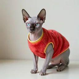 a sphynx cat wear a watermelon