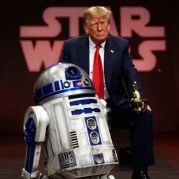 donald trump in the new star wars with r 2 d 2 8 k detailed