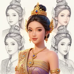 4 k detailed and intricate linework portrait of the beautiful princess of bali, an ultrafine illustration by kittichai rueangchaichan, irakli nadar, pastel colors, 3 d rendered, global illumination, radiant light