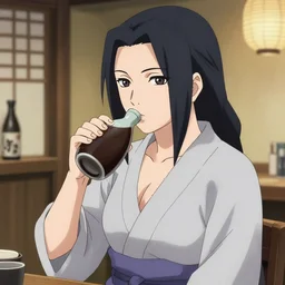Tsunade drinking sake in a japanese pub by Shoji Sato