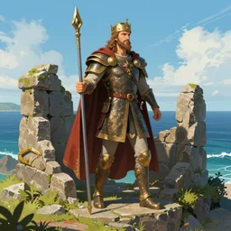the legend of king arthur ruins by the sea artstation colorful, high quality, sharp focus