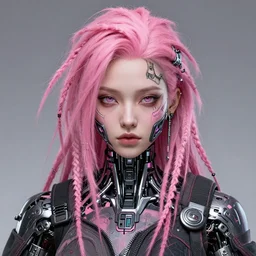 pink cyberunk robot face girl, pink dread hair, wearing cyberpunk intricate streetwear, beautiful, detailed portrait, intricate complexity, ilya kuvshinov, cell shaded, 4 k, concept art, by wlop, ilya kuvshinov, greg rutkowski