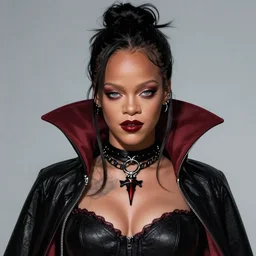 Rihanna as Vampire, trending on artstation, ultra detailed, 8k, character illustration by Greg Rutkowski, Thomas Kinkade.