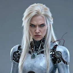 highly detailed portrait of an angry frostpunk long blonde hair lady with robotic companion, stray wiring by atey ghailan, james gilleard, by joe fenton, by greg rutkowski, by greg tocchini, by kaethe butcher, 4 k resolution, gradient blue, black and white color scheme!!! ( ( glacier cave background ) )