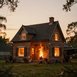 prefect house on fire, golden hour, ultrahd, ultra sharp, hyper detailed, 8 k, shot on a 3 5 mm film camera, smooth sharp forcus, realism, tumblr aesthetic,