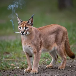 caracal smoking a cigarette