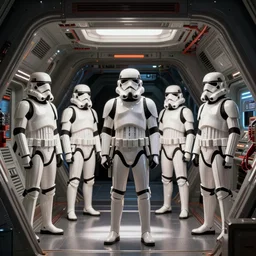 stormtrooper in an engine room on a spaceship. interior design. ralph mcquarrie scene. clear photo by keith parkinson, walter simonson, syd mead, keith parkinson. ultradetailed