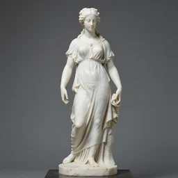 a statue of a woman in a white dress, a marble sculpture by luca della robbia, cgsociety, new sculpture, marble sculpture, made of plastic, da vinci