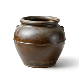 weathered kimchi pot, photorealistic, isolated on a pure white background, centered, entire object in frame, sharp focus, soft studio lighting