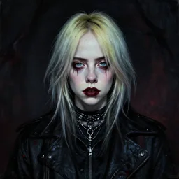 a gothic portrait painting of billie eilish by cyril rolando, | demonic | horror themed