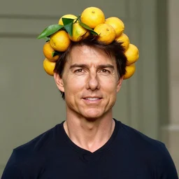 tom cruise with an head made out of citrons