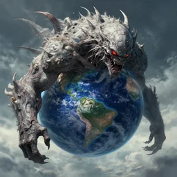 An unfathomable enormous entity consuming Earth, digital art, trending on artstation
