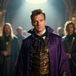 cinematic shot epic portrait rick astley dressed in a wizard outfit, blurry backround, beautiful, broad light, ambient occlusion, volumetric light effect, made by ivan aivazovsky, peter mohrbacher, greg rutkowski, matte painting, trending on artstation, 4 k, perfectly defined features, digital painting, cinematic, epic, highly detailed,