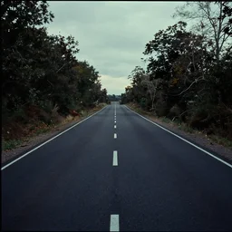 7 0 s film still from a horror about a long dark road, kodachrome, cinecolor, cinestill, film grain, film texture, retro, cinematic, high resolution, photorealism,