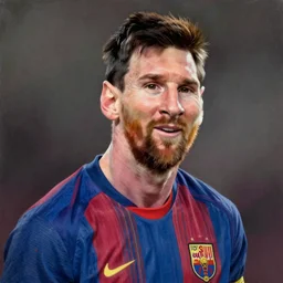 a true-to-life portrait of Lionel Messi painted by Raphael