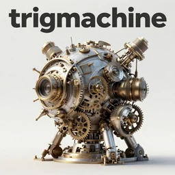 album art, the album is called tripmachine, trance music, a huge steampunk mechanic machine made of loudspeakers and music intruments, with many gears and tubes and wires,, 8 k, fluorescent colors, halluzinogenic, multicolored, blue neon accents, exaggerated detailed, front shot, 3 d render, octane