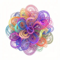abstract 3D object of colorful intertwined neon flowers on a white background by David McLeod, concept art, fractals, Blender Render