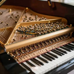grand piano made of bees