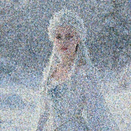 photograph of a real-life beautiful ice queen with ornate white dress in an ethereal snowy landscape. Extremely detailed. 8k