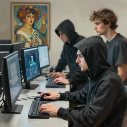 Hacker man portrait hacks computer, highly detailed, digital painting, artstation, concept art, smooth, sharp focus, illustration, art by artgerm and greg rutkowski and alphonse mucha