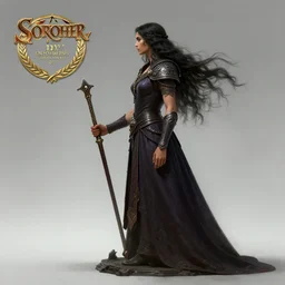 masterpiece side profile concept art, maya ali sorcerer, gloomhaven, highly detailed, by ilya kuvshinov, award winning photography, studio lighting, photo realistic