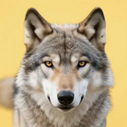 a close-up of an anthro mexican gray wolf face wearing a yellow raincoat from Dark (Netflix series), side lighting, editorial fashion photography, from vogue magazine