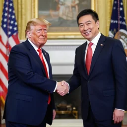 trump and edison chen shake hands