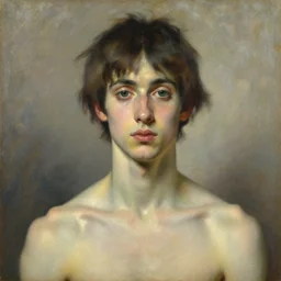beautiful oil portrait painting of androgynous person by gaston bussiere