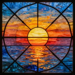 stained glass fractal of a colorful sunset