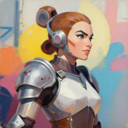 greg manchess portrait painting of armored leia organa as overwatch character, medium shot, asymmetrical, profile picture, organic painting, sunny day, matte painting, bold shapes, hard edges, street art, trending on artstation, by huang guangjian and gil elvgren and sachin teng